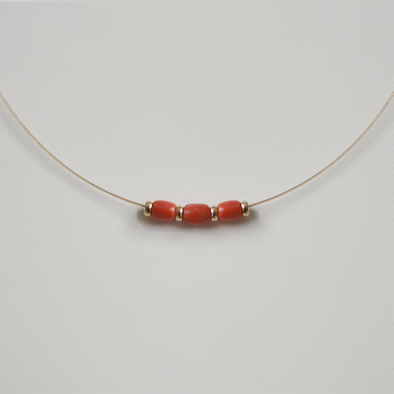 CORAL NECKLACE WITH 14CT BEADS