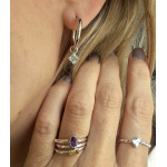 ZILVEREN OORRINGEN MET VIERKANT BLAUWE TOPAAS