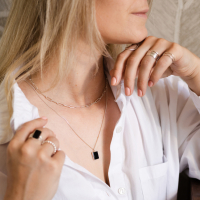 ZILVEREN KETTING MET ONYX HANGER