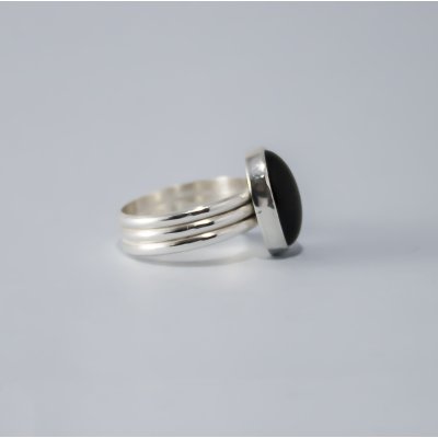 LARGE SILVER RING WITH BLACK ONYX