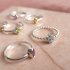 SILVER PEARL WIRE RING WITH OVAL BLUE TOPAZ, SIZE 17.5 